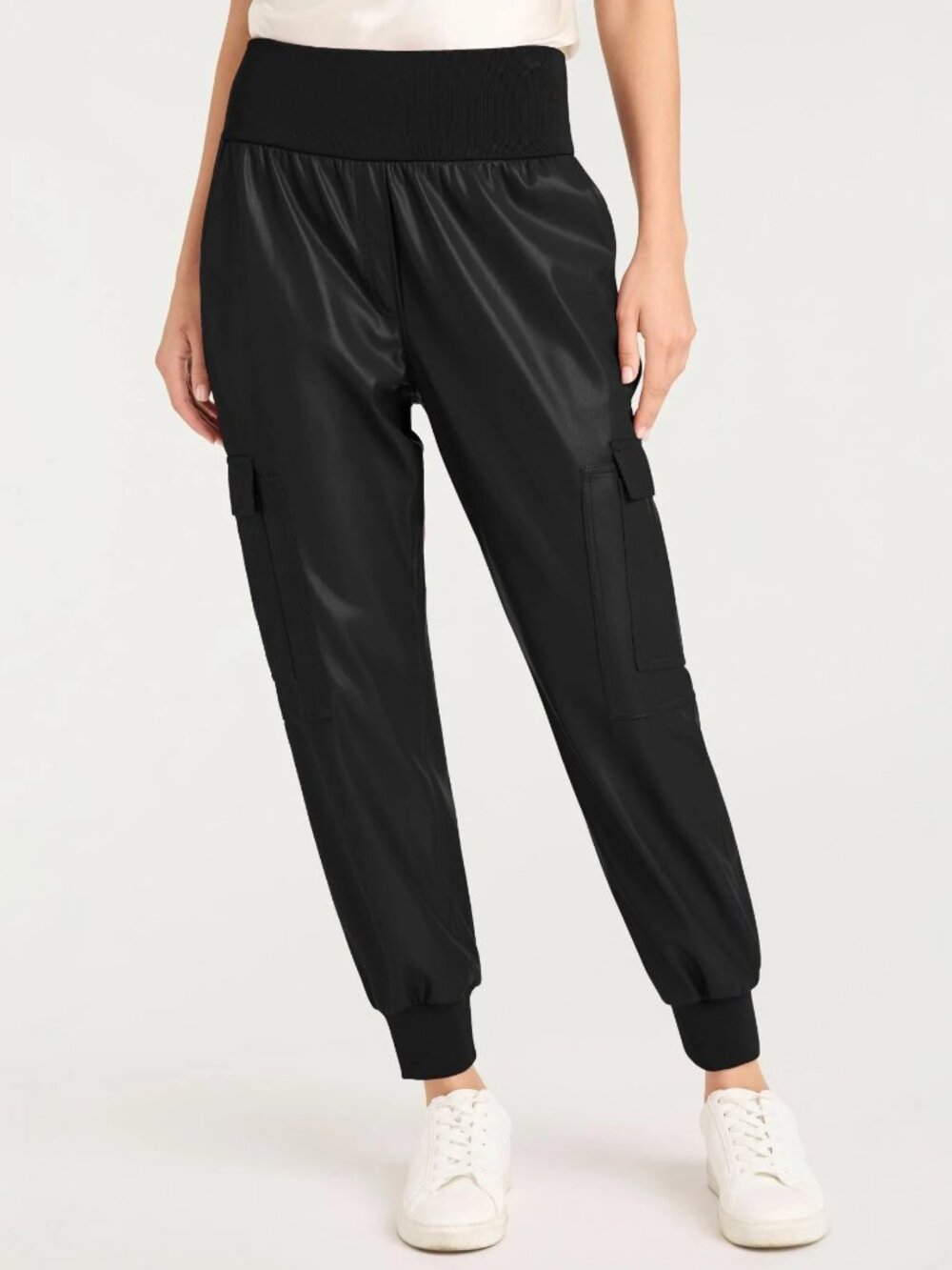 Cinq à Sept 'Giles' Vegan Leather Cargo Jogger Pants, Black